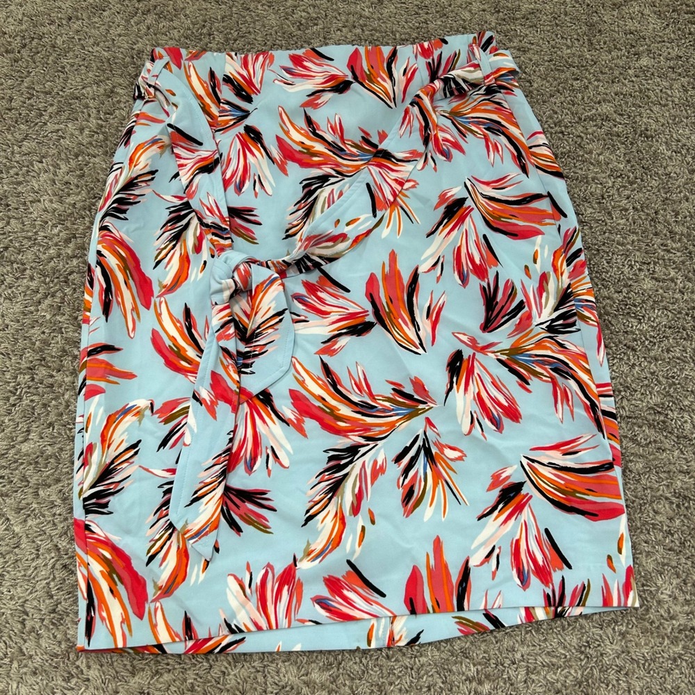 Lane Bryant Women's Size‎ 16 Floral Print Tie Waist Midi Skirt - Blue Red Orange